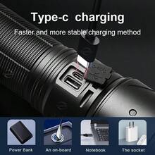 60W Ultra Bright LED Flashlight 1000M Long Range, 15000mAh Large Capacity Power Bank Type-C Rechargeable IPX6 Waterproof 6 Lighting Modes Zoomable Torch For Camping Hunting Outdoor Emergency Use - Flashlight - View 7