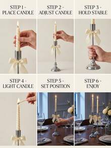 Classic Tiered Taper Candle Holder, Silver Romantic Valentine's Day Decorative Candle Stand, Elegant Tabletop Centerpiece, Wedding Romantic Candle Holder, Fireplace Decor Candle Holder, Wedding Home Decor Pillar Candle Stand - Elegant Style - View 6