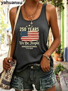 4th Of July Outfit WomenUSA 250th AnniversaryCommemorative Print Women's InspiredT-Shirt Short RoundNeckTopWhite LightweightY2K Short Sleeve Round Nec - 灰色1 - 查看 3