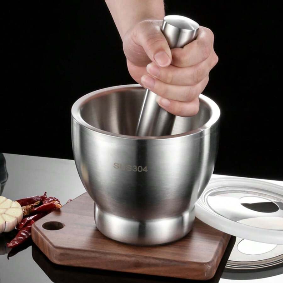 Steel Garlic Mortar And Pestle-Manual Crusher & Grinder For Herbs & Spices - Multicolor - View 1