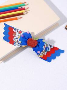 1pc Back To School Hair Bow For Girls Cute Pencil Apple Bow Hair Clip Blue Red Grosgrain Ribbon Hair Barrette Tees Hair Accessories - Blue - View 9