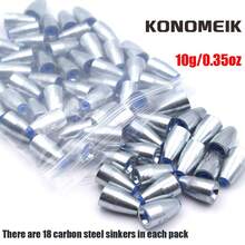 KONOMEIK 18入高密度碳鋼釣錘，適用於德州釣組、卡羅來納釣組及海水釣專用釣錘，高級路亞配件，適用於鱸魚各種釣組 - 銀色 - 查看 10