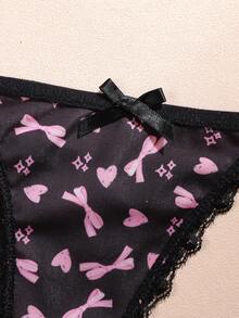 3pcs Printed/Solid Color Comfortable Lace Trim Women's Thong Panties - Multicolor - View 6