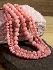 1/2/3pcsChic Sunstone Necklace Exquisite 6mm/8mm/10mm Bead Nature Stone Choker (Nature Stone Colour Is Random) - Pink - View 6