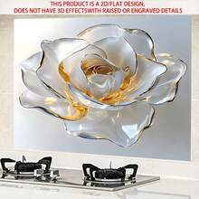 1pc Gold-Edged Rose Kitchen Sticker, PVC Sticker, Suitable For Holiday Decoration, Luxury Theme Kitchen, Elegant Style Pantry, High-End Restaurant Area 2D/Flat - A - View 3