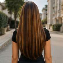 Long, Straight Wig With Bangs - Heat-Resistant Fiber, Suitable For Daily Use, 60 Cm, 280 G, KAYANE - Blonde Ombre - View 6