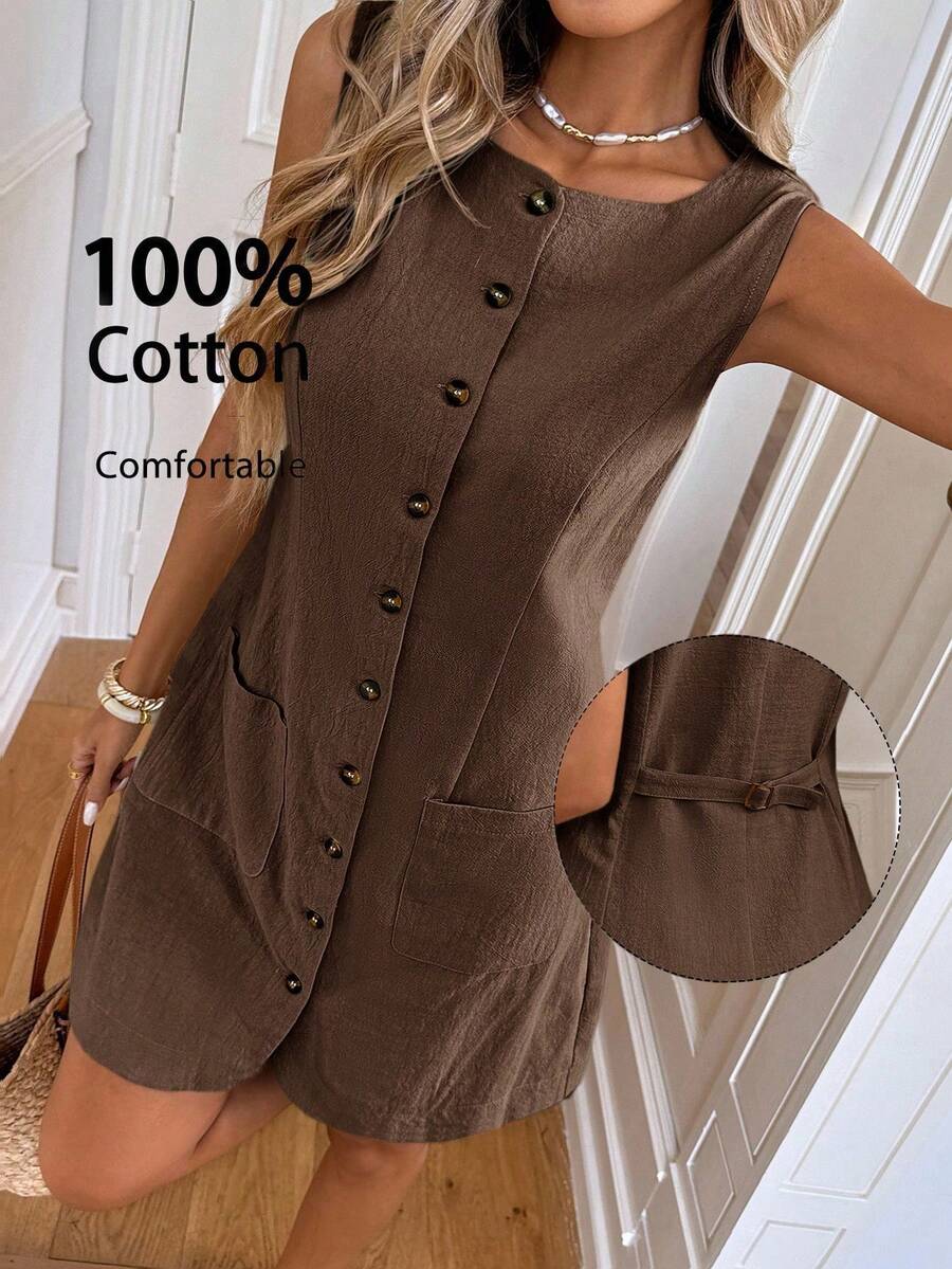 Women Midi Dresses - 棕色 - 查看 1