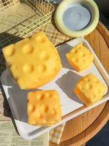 1pc Large Cheese Squishy, Soft Cheese Cube Squishy Sensory Toy, Slow Rebound Malleable Squeeze Ball Sensory Touch Toy For Adult Office Desk Stress Relief - A - View 3