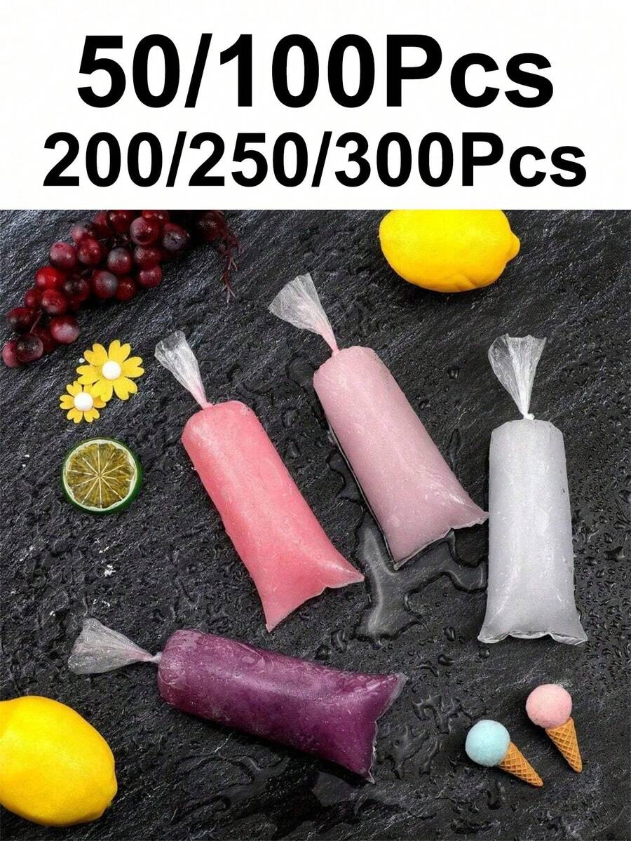 50/100入 30cm*5.5cm 棒冰袋、冰淇淋模具袋、塑膠糖果袋,長方形自封口,適用於製作冰淇淋、優格、糖果,派對、旅行、婚禮、生日 - 彩色 - 查看 1