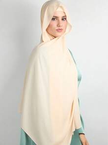 2pcs/Set Hijab Caps & Light Chiffon Scarf, Daily Wear For Women Abaya Accessories Veiled Clothes - Beige - View 4