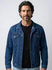 Men's Denim Jacket With Pockets And Buttons - Lisa oscura - Ver 4