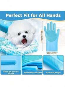 Pet Bathing Gloves, Universal For Cats And Dogs, Scratch-Resistant, Deep Cleaning, Effectively Removes Hair, Massages Pets, Delicate Foam, Dry And Wet Use, Also Suitable For Kitchen/Car Washing, Daily Home Cleaning, Two Colors Available, - Multicolor - View 3
