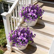 1pc Artificial Morning Glory, Outdoor Spring/Summer Decor, UV Resistant Purple Realistic Silk Floral Plant, Suitable For Outdoor Planters, Patio, Porch, Yard, Window Box - Light Purple - View 8
