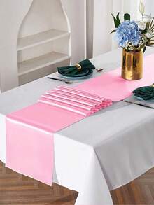 1-12pcs Satin Table Runner, Romantic Tablecloth For A Perfect Celebration. Silk Satin Fabric Chair Sash For Spring Parties, Such As Gatherings, Engagements, Birthdays, Hotels, Homes, Etc. - Multicolor - View 7