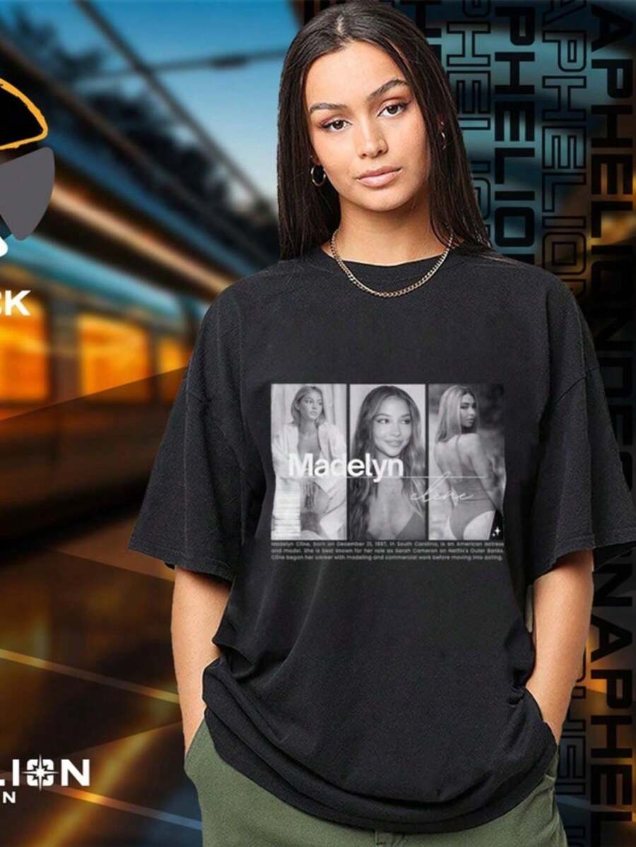 Camiseta, sudadera y sudadera con capucha de edición limitada de Madelyn Cline, productos exclusivos para fans, tanto para mujeres como para hombres. - Negro - Ver 1