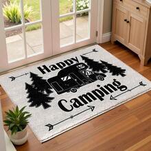 1pc Camping Simple Pattern Print Faux Cashmere Surface TPR Bottom Door Mat, Bathroom Mat, Kitchen Mat, Laundry Room Mat, Holiday Atmosphere Decoration, Home Decor, Party Decoration, Wedding Decoration, Dining & Kitchen Decoration - Multicolor - View 7