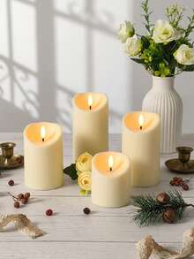 3 piezas de velas sin llama parpadeantes con control remoto y temporizador, funcionan con batería, adecuadas para Navidad, Halloween, Día de San Valentín, Día de la Madre, mesa de comedor, boda, fiesta, regalo, luz de decoración de ambiente festivo - luz cálida - Ver 6