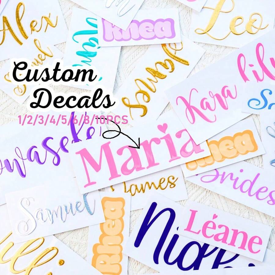 1/2/3/4/5/6/8/10 Customized Name Label Stickers - Personalized Self-Adhesive Stickers, Suitable For DIY Gifts, Wedding Decorations, Cups, Gift Boxes, Tiles And Glass, Cute Customized Adhesive Stickers