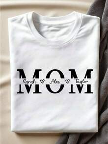 Camiseta Personalizada para Mamá con Nombres de Niños, Camiseta Corazón de Mamá, Camiseta Personalizada para Mamá, Regalo para Nueva Mamá, Regalo para el Día de la Madre, Camiseta para Mamá - Blanco - Ver 1
