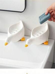 1 buah Rak Sabun Berbentuk Bebek Kuning, Bahan Plastik, Cocok untuk Kotak Sabun di Meja Dapur dan Kamar Mandi, Wadah Sabun Anti Selip, Aksesori Kamar Mandi - A - View 5