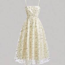 MOD Vestido de tirantes de malla con bordado floral para mujer - Rosa - Ver 2