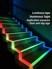 Green Fluorescent Glow-In-The-Dark Tape, Self-Luminous Tape, Fluorescent Adhesive Strip, Anti-Slip Marking Decorative Tape, Stair Step Stage Warning Positioning Sticker - Fluorescent Green - View 5