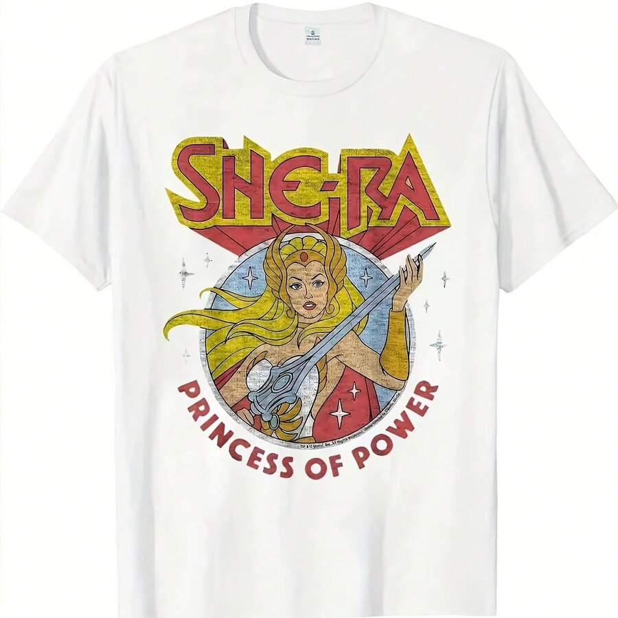 Camiseta con estampado de dibujos animados, cuello redondo, manga corta, informal, longitud Regular para mujer, tejido de punto de poliéster para todas las estaciones - Multicolor - Ver 1
