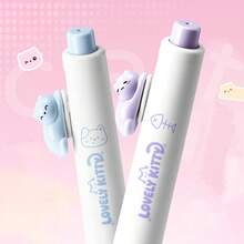 4PCS Cat Theme Retractable Ballpoint Pens;0.5mm Black Quick-Drying Pens, Fashionable Minimalist Neutral Pens, Smooth Writing;Suitable For Diary Writing And Drawing;Best Choice For Writing And Office Use, Suitable For Students, School, Notes, Office Use;Classroom Rewards, Holiday Gifts, School Supplies/Office Supplies - Multicolor - View 3