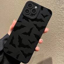 Funda para Teléfono: Funda Protectora de Cobertura Total con Diseño de Pequeño Murciélago de Ojos Negros Compatible con los Modelos  15 14 13 12 17 X XS XR XS Max 7 8 7P 8P Pro Max Plus - Negro - Ver 1