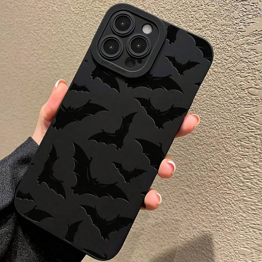 Funda para Teléfono: Funda Protectora de Cobertura Total con Diseño de Pequeño Murciélago de Ojos Negros Compatible con los Modelos  15 14 13 12 17 X XS XR XS Max 7 8 7P 8P Pro Max Plus - Negro - Ver 1