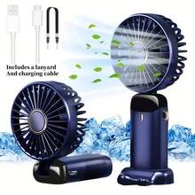 1pc Ultra Portable Mini Handheld Electric Fan, USB Rechargeable Portable Fan, 5 Speed Settings, Digital Display, Halter, Foldable With Base Desktop Fan, Suitable For Summer Office, Beach, Dorm, Outdoor, Travel, Camping, School, Room Decor 800mAh - N15 - View 13