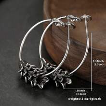 Women's Bud-Shaped Dual-Tone Earrings, Vintage Textured Design For Vacation, Forest Style Outfit, Versatile Accessory For Daily Commute - Silver - View 2