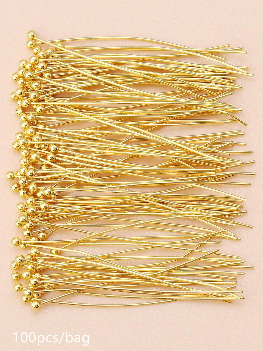 100 piezas/set Aguja Accesorio de joya DIY - Amarillo Oro - Ver 1
