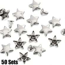 50/100pcs Metal Star Shaped Rivets, Suitable For Leather Crafts, Clothing, Bags, Shoes DIY, Rivet Decoration - Multicolor - View 8