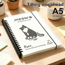 A5,120pages,Cute Cat DoodlesNotebook, Pp Transparent Loose-Leaf Notebook,Spiral Bound Diary,Removable Loose-Leaf Pager,Planner,Travel Journal,Leaning,Stationery,Business,Office,Back To School,Gift School Supplies - A5 - View 13
