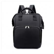 Portable Diaper Changing Backpack, Large Capacity, Multi-Purpose, Waterproof Diaper Bag, Suitable For Parents To Carry When Taking A Stroller. - Black - View 1