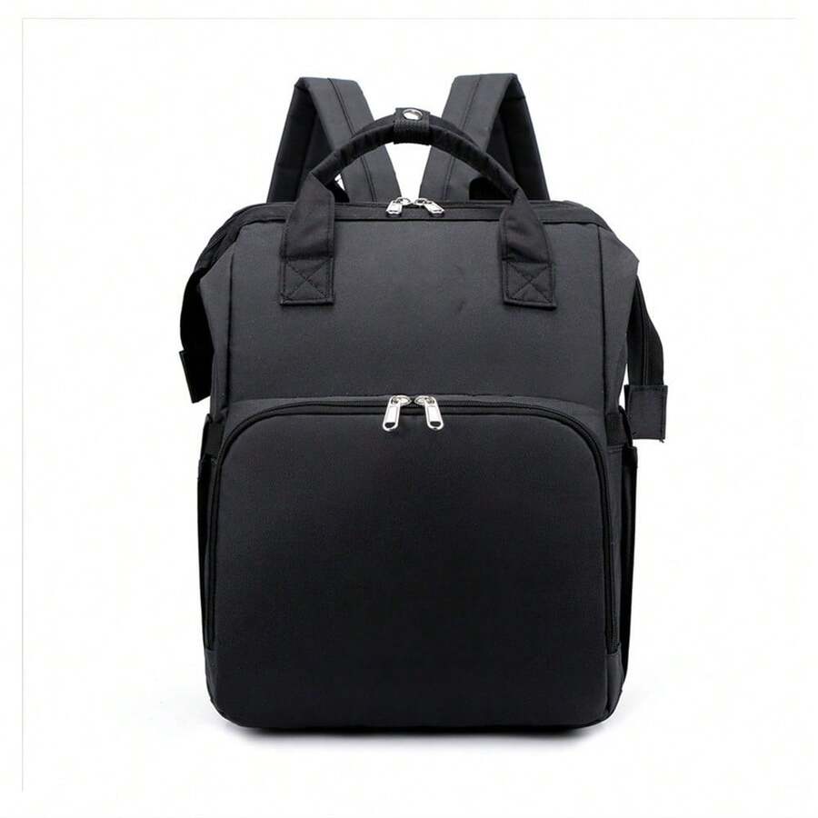Portable Diaper Changing Backpack, Large Capacity, Multi-Purpose, Waterproof Diaper Bag, Suitable For Parents To Carry When Taking A Stroller. - Black - View 1