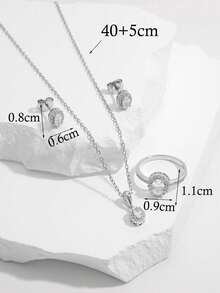 Vaerine 1 Set Elegant Luxurious Sparkling Classic 925 Silver Zirconia Oval Jewelry Set For Banquet Wedding Matching Gift - Oval Set - View 2