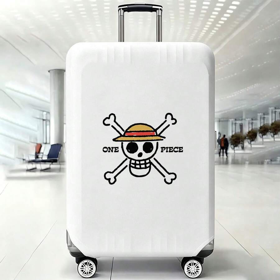 Miniso One Piece Straw Hat Jolly Roger Luggage Cover, Elastic Washable Suitcase Protector, Simple Skull Anti-Scratch Dustproof Travel Skin - Color - View 1