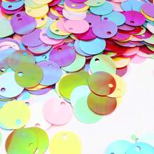 20g 58pcs Flat Round Loose Sequins 30mm Large Hole Sequin 3cm Bulk Embroidery Craft Sequin Colorful PVC Iridescent Applique For Garment Jewelry Making DIY Sewing Accessories, Aesthetic - 20 Grams - View 4