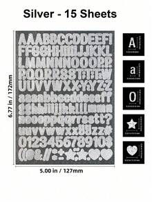 163 piezas Juego de pegatinas con letras y números brillantes, pegatinas decorativas multiusos para manualidades DIY, scrapbooking, envoltura de regalos, decoración de cumpleaños/fiestas, vuelta al colegio, útiles escolares/de oficina papelería libro de sticker estikers - Multicolor - Ver 19