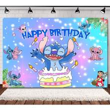 Cartoon Character Backdrop Birthday Backdrop Set, Blue & Pink Tropical Print Cartoon Hanging Cloth, Birthday Party Photo Backdrop Wall Decoration - As Shown In the Figure - View 10
