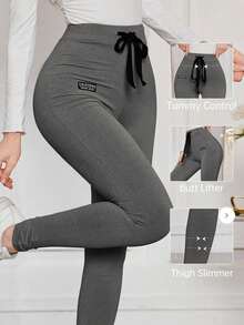 Leggings de verano de unicolor de moda para mujer - Gris Oscuro - Ver 1