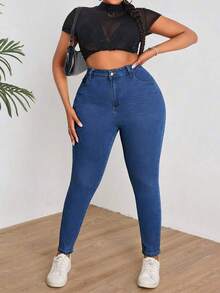 IDYLLIC Jeans curvy pantalones curvy mezclilla ropa vaquera de mujer mezclilla mujer pantalon de mujer pantalones de mezclilla - azul real - Ver 3