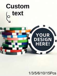 1/3/5/6/10/15Pcs Customized Poker Chips, Can Print Personalized Logo, Image, Text Double-Sided Full Color Poker Chips, Suitable For Bars, Weddings, Bachelor Parties, Valentine's Day, Valentine's Day Decoration Gifts, Birthdays, Graduations And Other Occasions - Multicolor - View 1