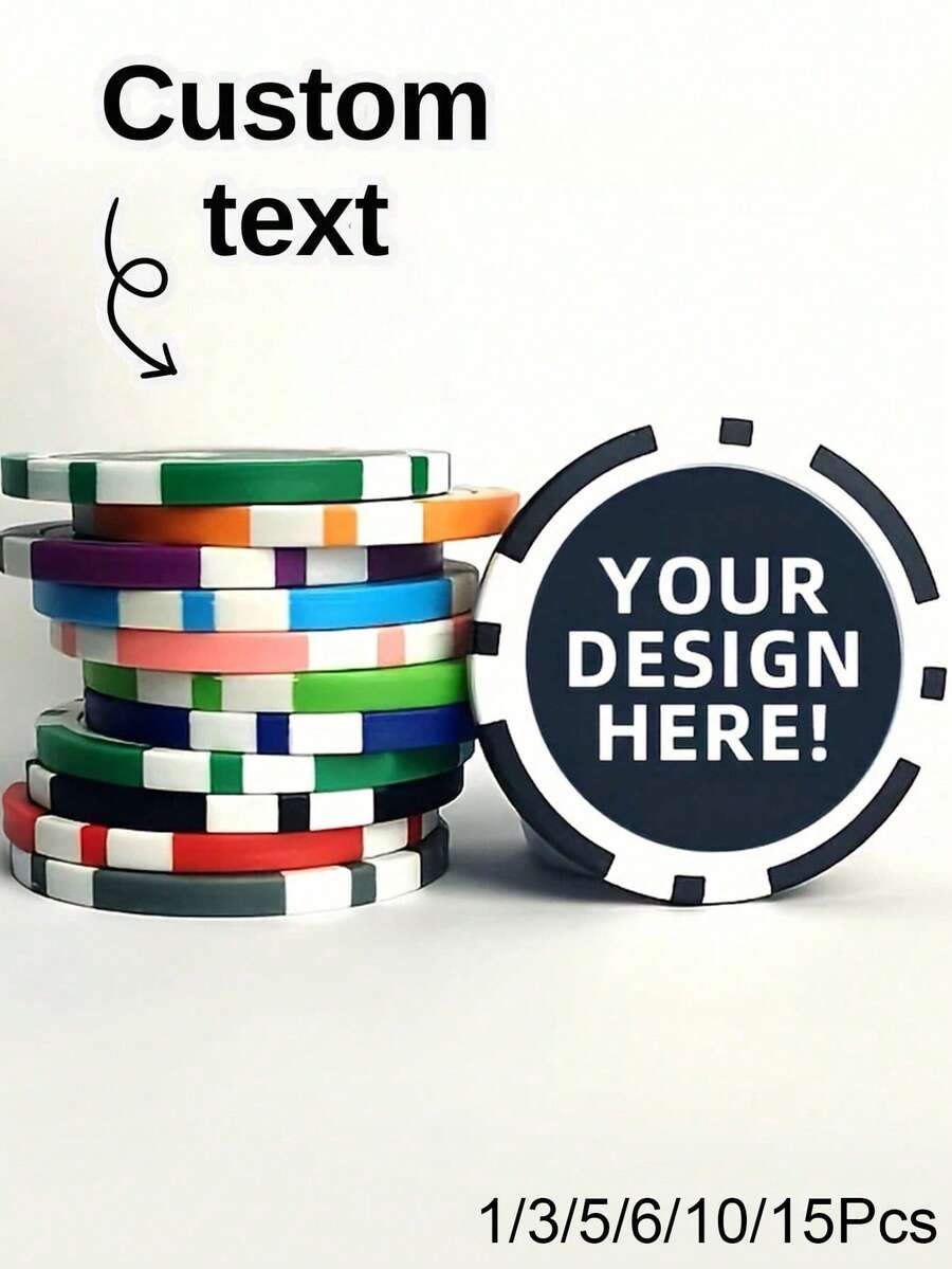 1/3/5/6/10/15Pcs Customized Poker Chips, Can Print Personalized Logo, Image, Text Double-Sided Full Color Poker Chips, Suitable For Bars, Weddings, Bachelor Parties, Valentine's Day, Valentine's Day Decoration Gifts, Birthdays, Graduations And Other Occasions - Multicolor - View 1