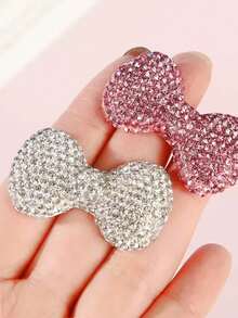 White Pink Rhinestone Phone Case Decoration Pendant, Luxury Bow Decoration, Cute Girl Handmade Hair Clip, Refrigerator Magnet Accessories, Shiny Storage Box, Makeup Mirror, DIY Crafts, Flatback Scrapbook Bow Pendant (Due To Shooting Angle And Image Magnification, There May Be Some Differences In Size Between The Actual Product And The Picture.) - Multicolor - View 3