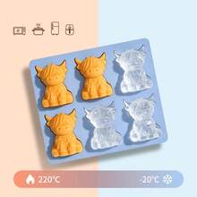 Molde de silicona para hielo con forma de vaca de las tierras altas en miniatura - Rosa - Ver 5