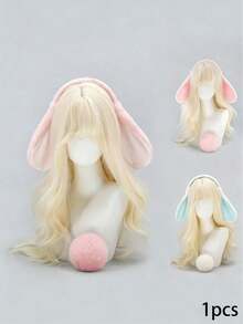 1pcsUnisex Plush Rabbit Ear Headband, Cute Soft Color Design, Y2K Fashion Accessory For Cosplay, Daily Wear, Photos & Gifts - Multicolor - View 1