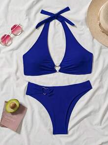 New 2026 Model: Women's Heart-Shaped Neck Tie Bikini Set - [Red] - View 11